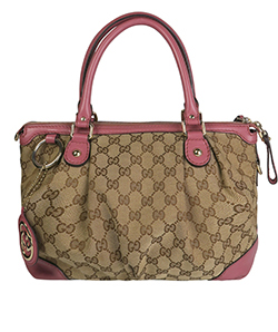2Way Handbag, Canvas, Beige/Pink, 247902203998, 2*